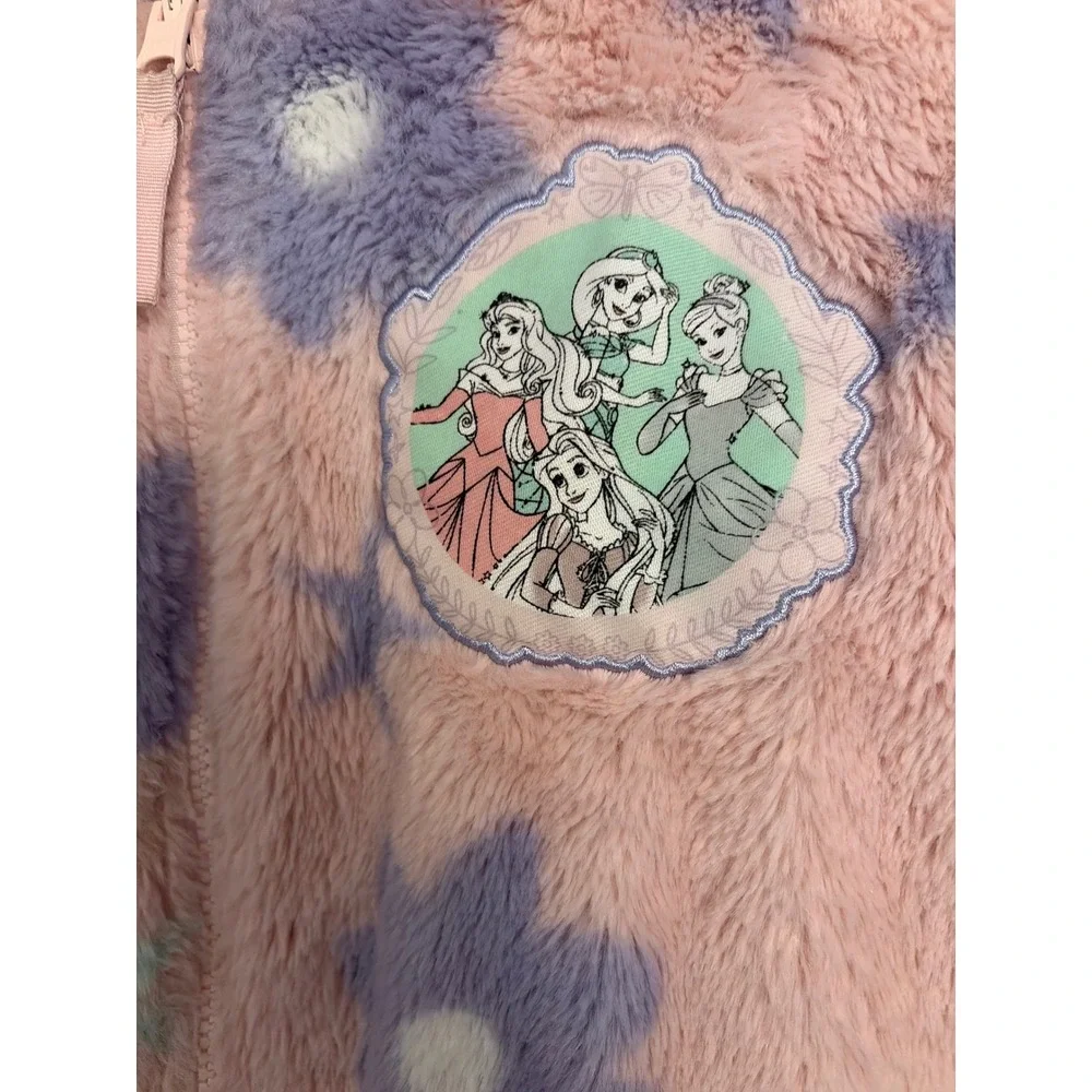 Disney Princess Reversible Puffer Jacket Girls‎ 6 Pink Purple Floral Excellent